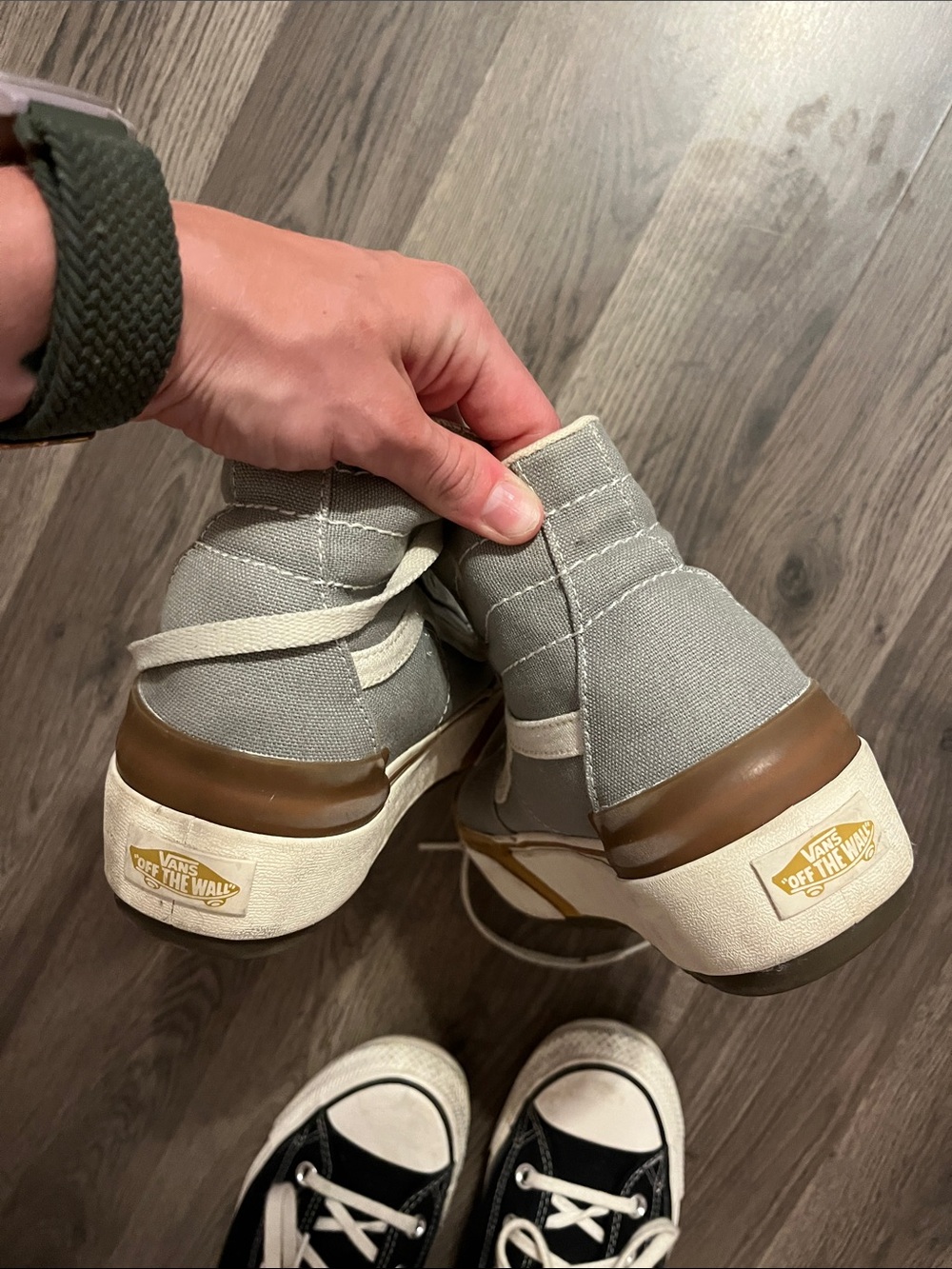 Vans womans High-Top platform Sneakers in blue, White & Tan with Gold Trim - Picture 6 of 6